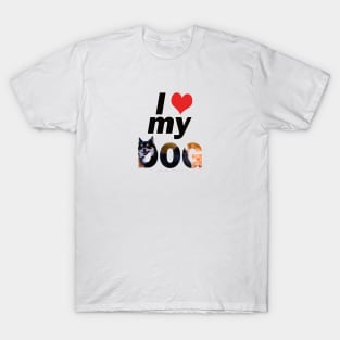 I love (heart) my dog - Chihuahua oil painting word art T-Shirt